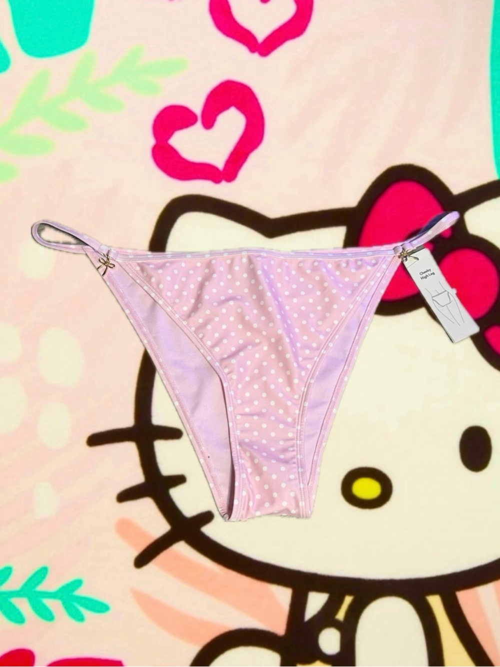 No Boundaries Pink Polka Dot Girls Bikini Bottoms